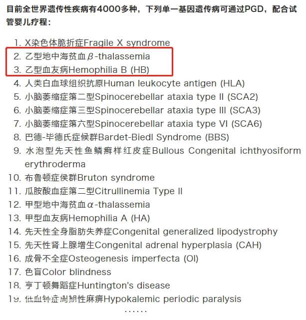 第三代试管技术可治愈的遗传疾病