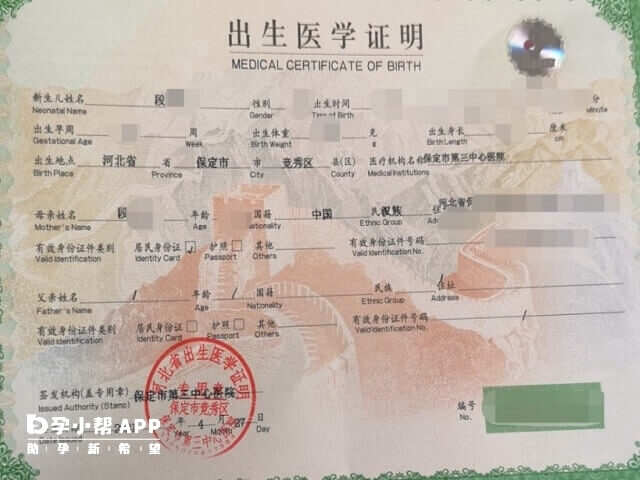 试管婴儿出生证明父母一栏填写方法